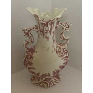 Victorian Style Vase 9" Rose/White Double Handled